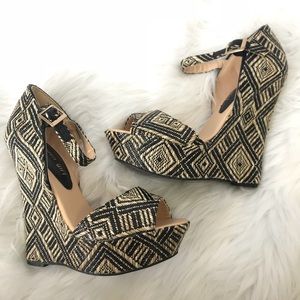 Aztec print wedges